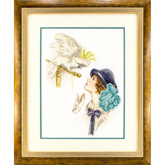 134897_Вышитая картина "Дама с попугаем" 134897_Вышитая картина "Дама с попугаем"