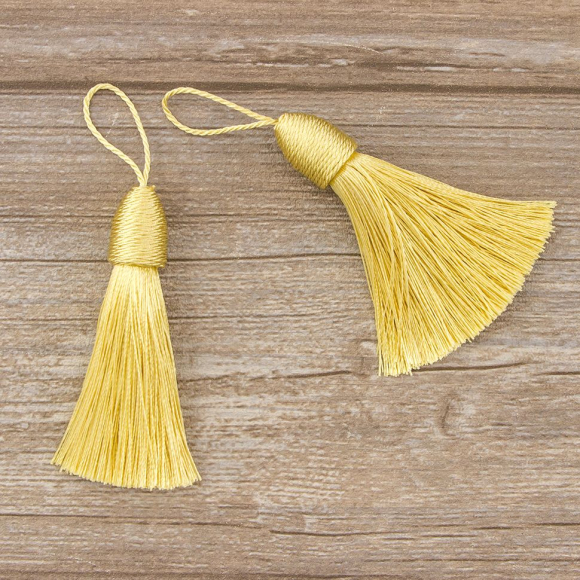 Кисть декоративная на шнуре, длина 85 мм, цвет медовый