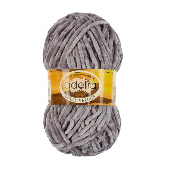 Пряжа ADELIA DOLLY VELOUR (100% микрополиэстер) 5х100г/93м цв.10 серый Пряжа ADELIA DOLLY VELOUR (100% микрополиэстер) 5х100г/93м цв.10 серый