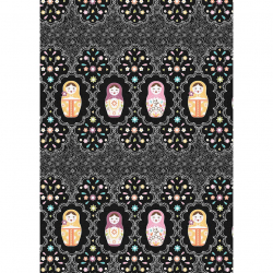 Ткани для пэчворка в рулонах КРОШКИ-МАТРЁШКИ 112 см 100% хлопок (в метрах) КМ-03 черный