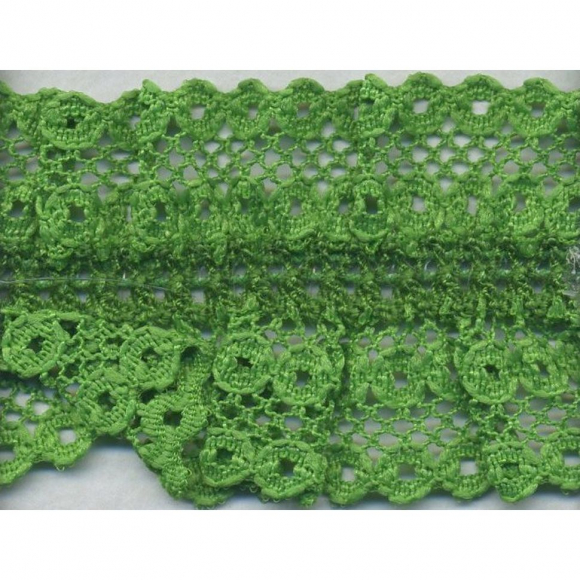96761_Кружево-рюш на резинке, 40 мм, цвет зеленый