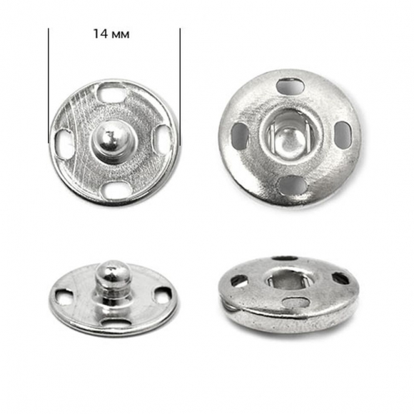 Кнопка пришивная TBY-SBI 14 мм цв. никель уп. 144шт