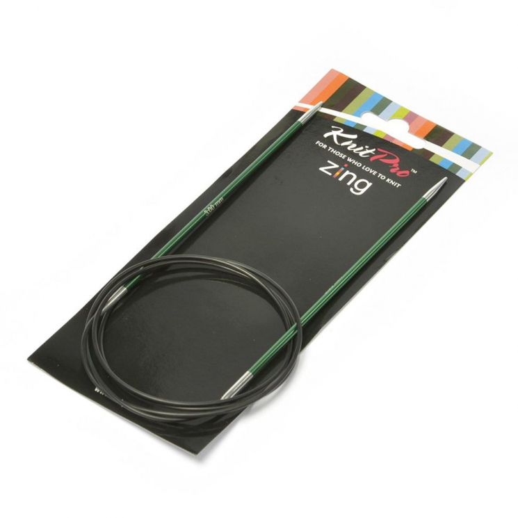 47155 Knit Pro Спицы круговые для вязания Zing 3мм/100см, алюминий