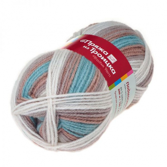 Пряжа для вязания ТРО Подмосковная (50% шерсть, 50% акрил) 10х100г/250м цв.принт 7352
