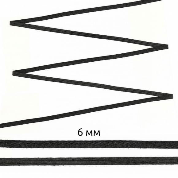 Резинка вязаная 3,9г арт.ТВ-006мм цв.черный бобина уп.200м