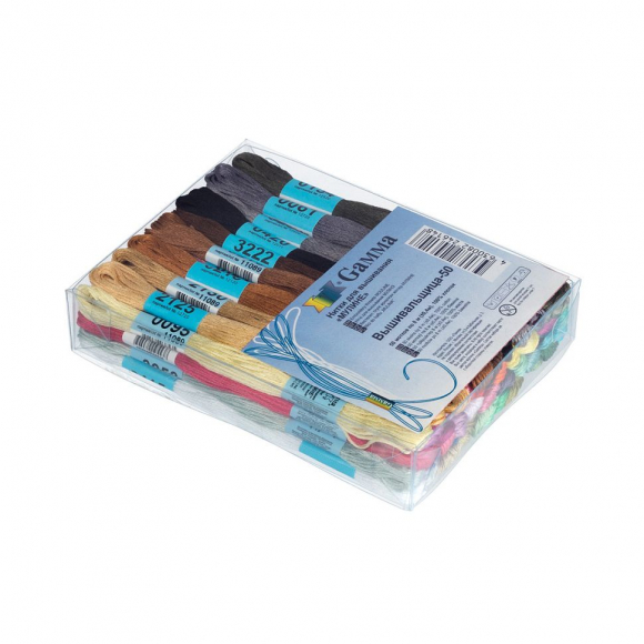 Нитки для вышивания Gamma набор мулине Вышивальщица-50 100% хлопок 50 x 8 м цв.ассорти