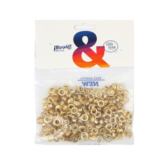 Люверсы сталь New Star №4 (? 6мм, h 6,42мм) цв.золото уп.250шт