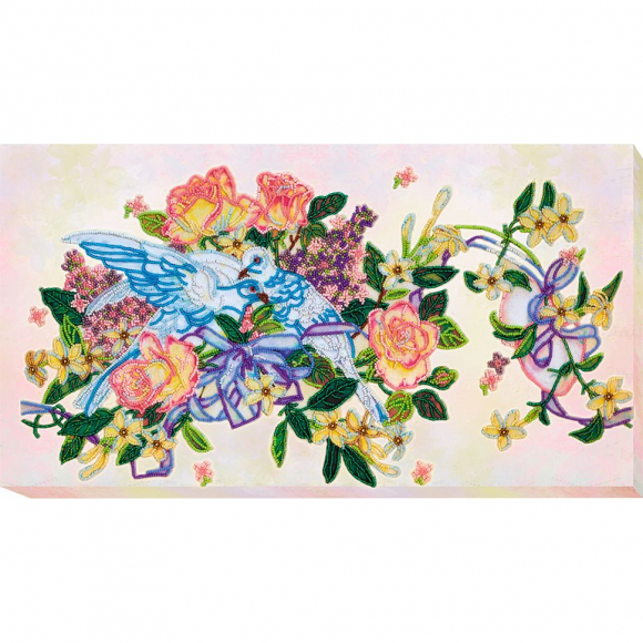 Набор для вышивания МИКРОбисером АБРИС АРТ арт. ABM-007 Голубки 35х20см