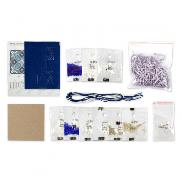 Набор для вышивания KLART арт. 10-509 Серьги квадратные. Синий орнамент 4,5х4,5 см