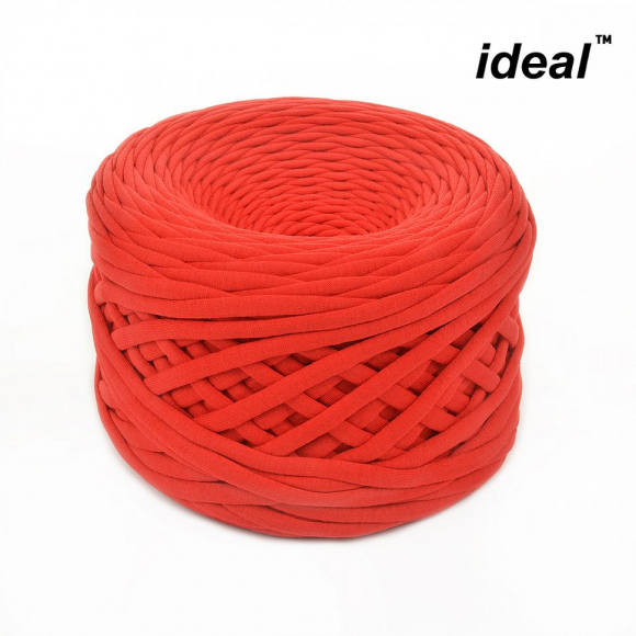 Пряжа Ideal трикотажная лицевая 100м, 350-380 г, ширина 7-9мм цв. гранат