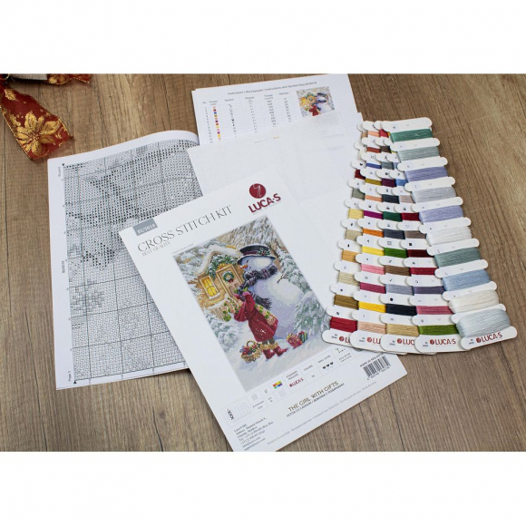 Набор для вышивания LUCA-S арт. BU5018 - Девочка с подарками 24х33 см