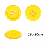 Пуговицы пластиковые C-TA203 цв.желтый 32L-20мм, 4 прокола, 36шт Пуговицы пластиковые C-TA203 цв.желтый 32L-20мм, 4 прокола, 36шт