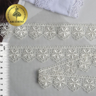 Кружево гипюр KRUZHEVO арт.TR.2812 шир.30мм цв.3 молочный уп.9м