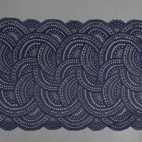 Кружево-стрейч KRUZHEVO арт.TBY.8033 шир.210мм цв.S919 темно-синий уп.10м