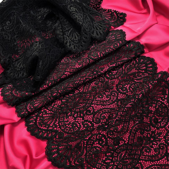 Кружево-стрейч KRUZHEVO арт.TBY.40992 шир.225мм цв.170 черный уп.25м Кружево-стрейч KRUZHEVO арт.TBY.40992 шир.225мм цв.170 черный уп.25м