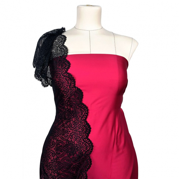 Кружево-стрейч KRUZHEVO арт.TBY.40992 шир.225мм цв.170 черный уп.25м Кружево-стрейч KRUZHEVO арт.TBY.40992 шир.225мм цв.170 черный уп.25м