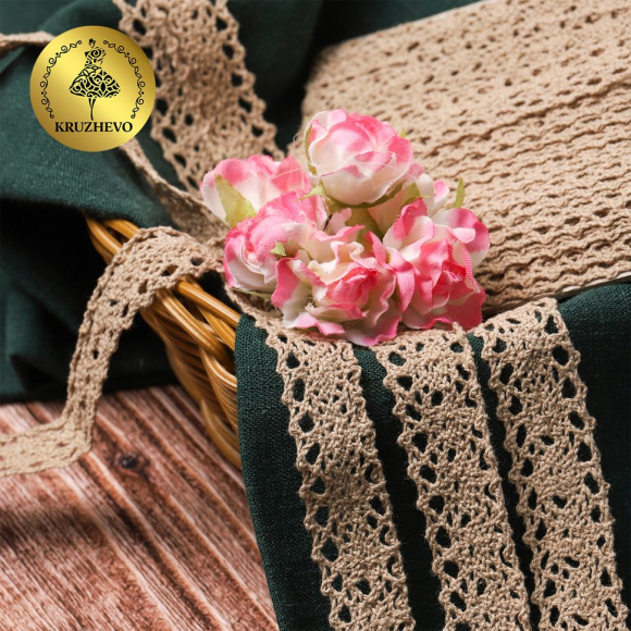 Тесьма вязаная KRUZHEVO 20мм TBY-6307-1 цв.36 св.бежевый уп.10м