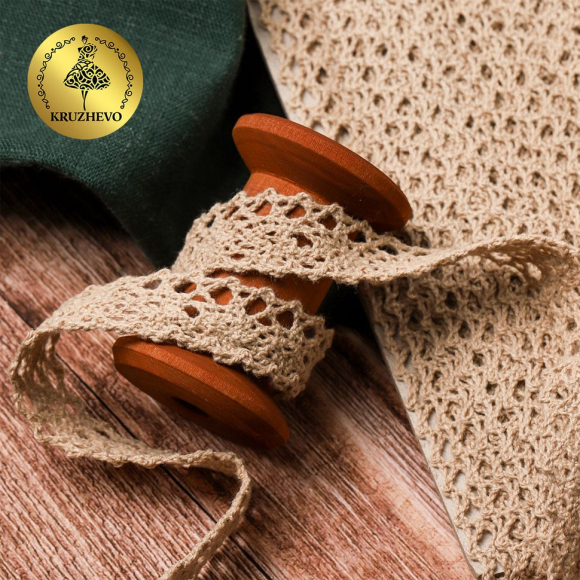 Тесьма вязаная KRUZHEVO 20мм TBY-6307-1 цв.36 св.бежевый уп.10м