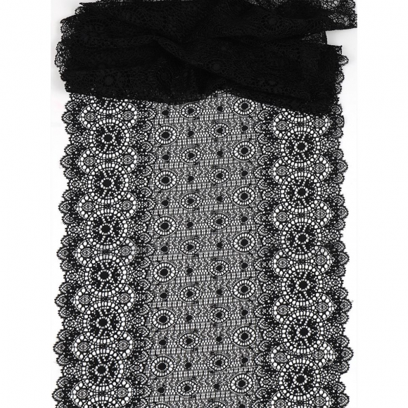 Кружево-стрейч KRUZHEVO арт.TBY.2338 шир.235мм цв.02 черный уп.2,7м