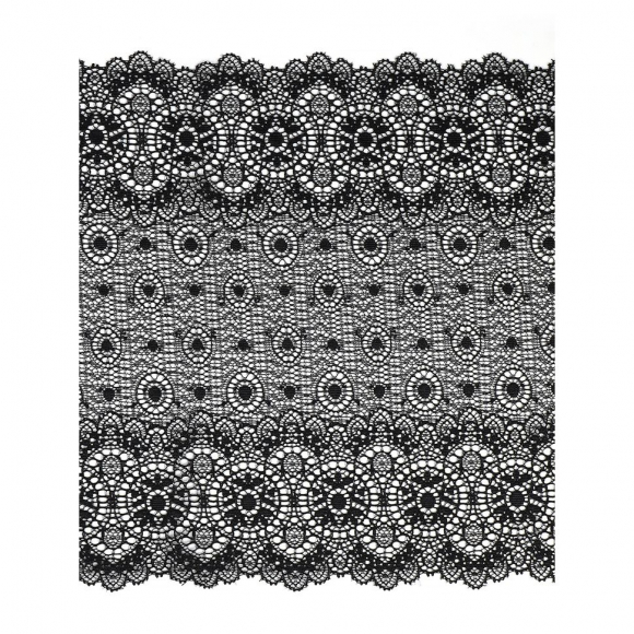 Кружево-стрейч KRUZHEVO арт.TBY.2338 шир.235мм цв.02 черный уп.2,7м