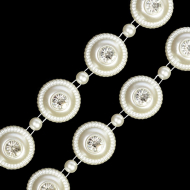 Бусины на нитях со стразами арт. ABS-34 бусины ?20мм, ?6мм, стразы ?7мм уп. 9,14м