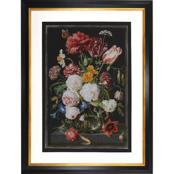 113707_Набор для вышивания "Цветы в стеклянной вазе", канва Aida (черная) 18 ct 113707_Набор для вышивания "Цветы в стеклянной вазе", канва Aida (черная) 18 ct