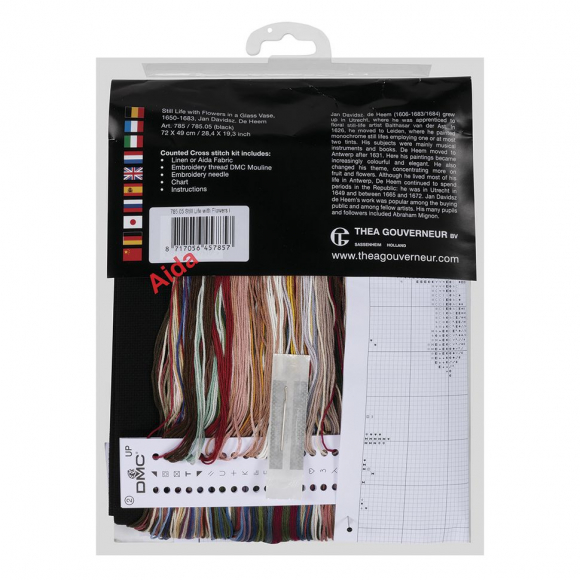 113707_Набор для вышивания "Цветы в стеклянной вазе", канва Aida (черная) 18 ct 113707_Набор для вышивания "Цветы в стеклянной вазе", канва Aida (черная) 18 ct