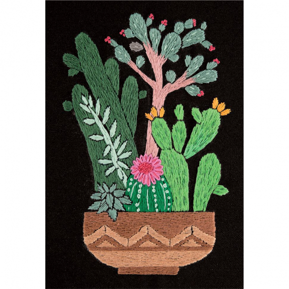 Набор для вышивания PANNA Живая картина арт. JK-2134 Кактусы в горшке 12,5х17 см