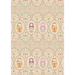 Ткани для пэчворка в рулонах КРОШКИ-МАТРЁШКИ 112 см 100% хлопок (в метрах) КМ-04 кремовый