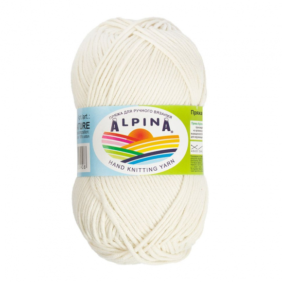 Пряжа ALPINA NATURE (100% хлопок) 10х50г/105м цв.001 молочный