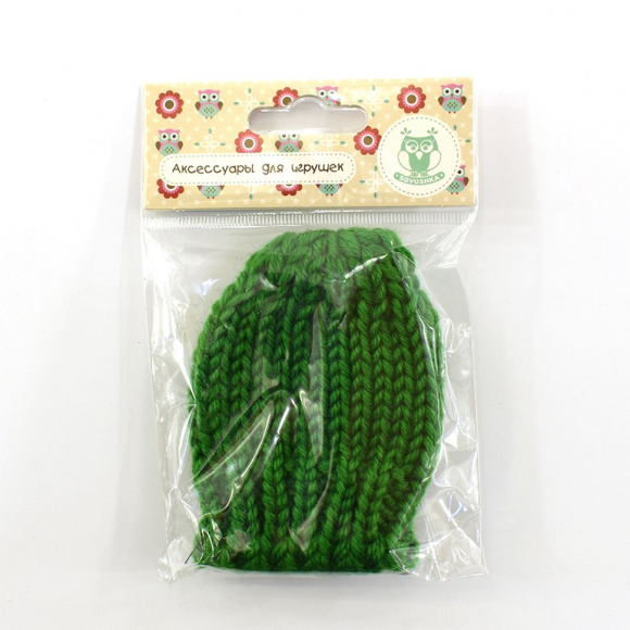 156937_Шапка для игрушек вязаная 8 см, цв. зелёный