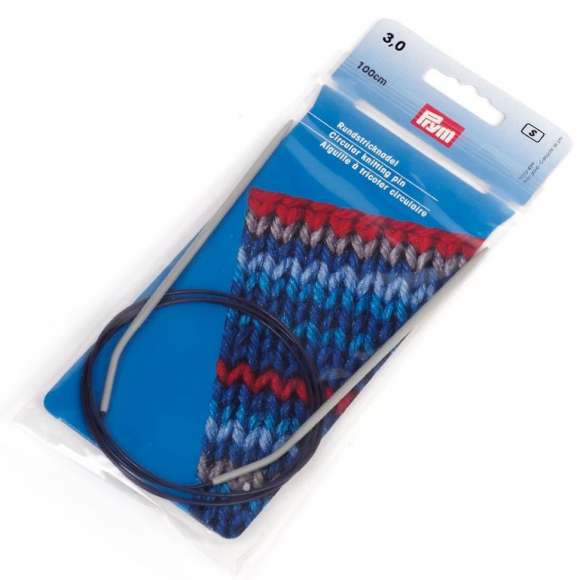 211236 PRYM Спицы круговые для вязания с гибкой фиолетовой леской 3мм 100см алюминий уп.1шт