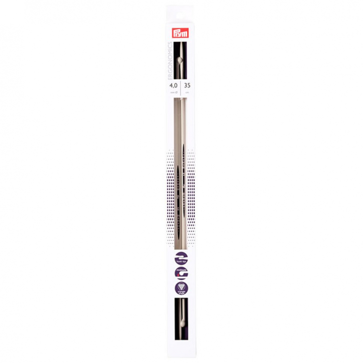 190354 PRYM Спицы прямые для вязания Prym ergonomics 35см 4мм high-tech полимер уп.2шт