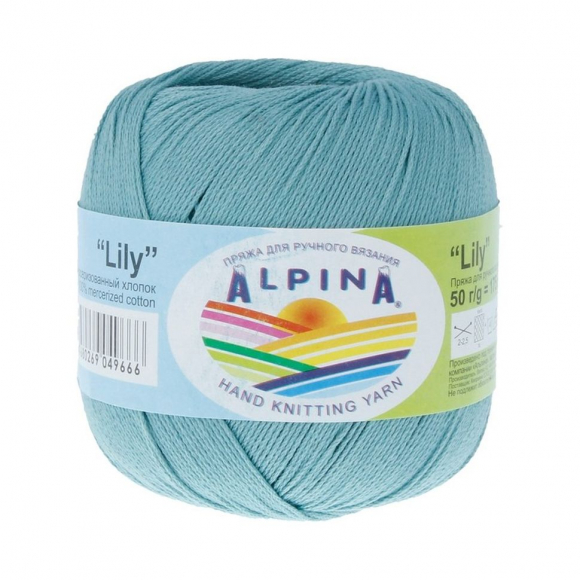 Пряжа ALPINA LILY (100% мерсеризованный хлопок) 10х50 г/175 м цв.049 св.бирюзовый