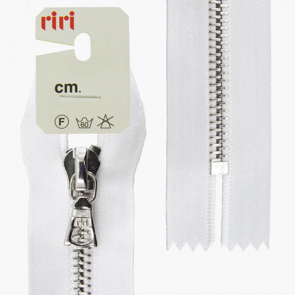 50878_Молния металл, Ni, неразъёмная, на атласной тесьме, 6 мм, 18 см, цвет 2101, белый