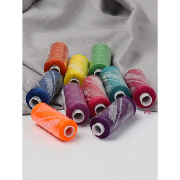 Набор бытовых ниток IDEAL 40/2 366м 100% п/э, MIX BT, ассорти (неон) уп.10шт