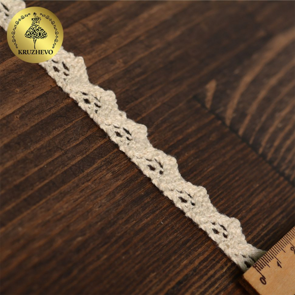Тесьма вязаная KRUZHEVO 15мм TBY.5604 цв.01 натуральный уп.50м