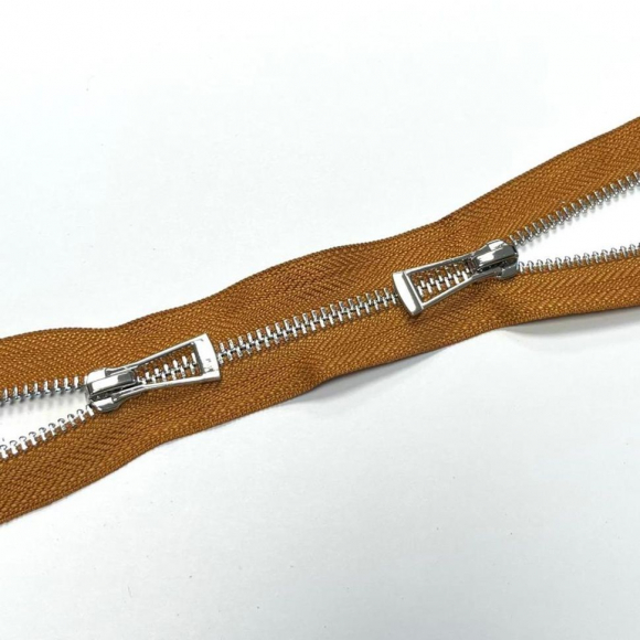 Молния мет. титан №5 никель два замка 110см D856 коричневая охра