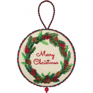 Набор для вышивания PANNA Живая картина арт. JK-2269 Новогодняя игрушка. Рождественский венок 8x8 см