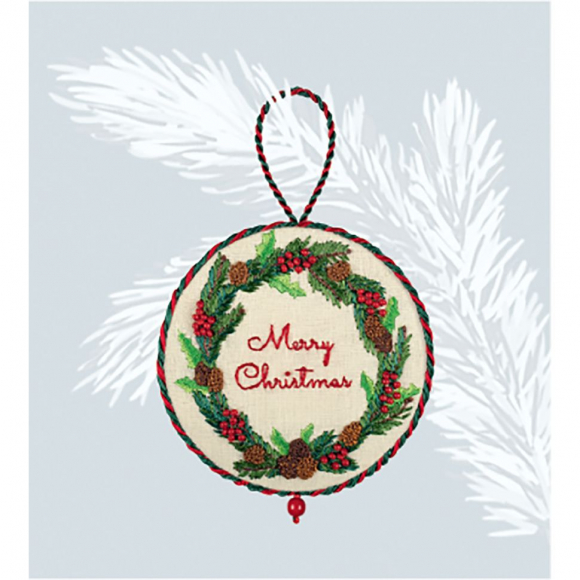 Набор для вышивания PANNA Живая картина арт. JK-2269 Новогодняя игрушка. Рождественский венок 8x8 см