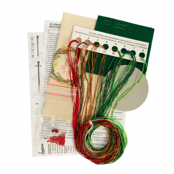 Набор для вышивания PANNA Живая картина арт. JK-2269 Новогодняя игрушка. Рождественский венок 8x8 см