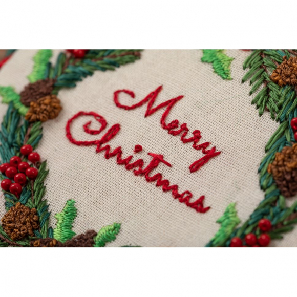 Набор для вышивания PANNA Живая картина арт. JK-2269 Новогодняя игрушка. Рождественский венок 8x8 см