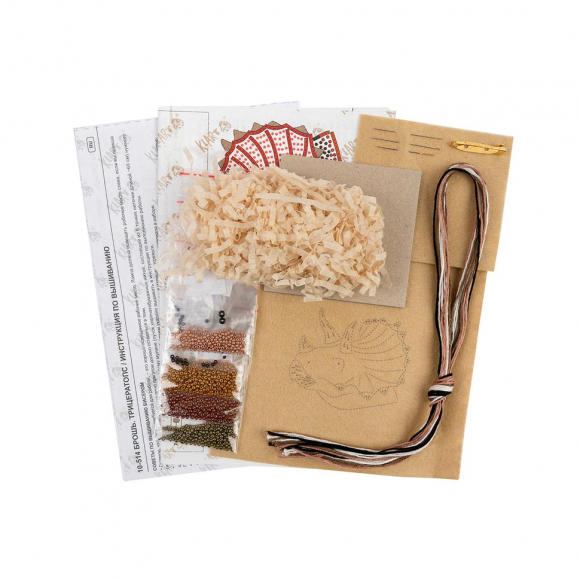 Набор для вышивания KLART арт. 10-514 Брошь. Трицератопс 7х6 см