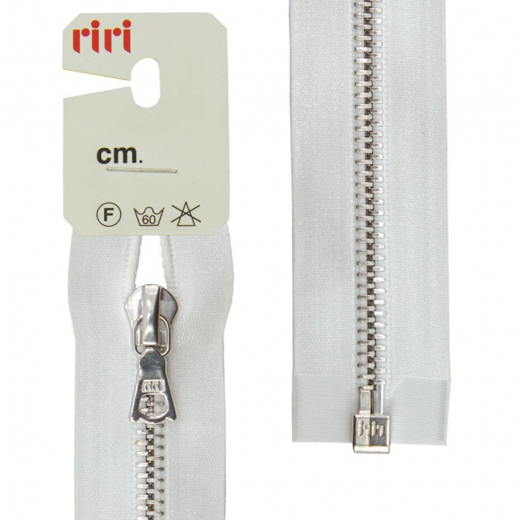 29525_Молния металл, Ni, разъёмная 1 замок, на атласной тесьме, 6 мм, 60 см, цвет 2101, белый