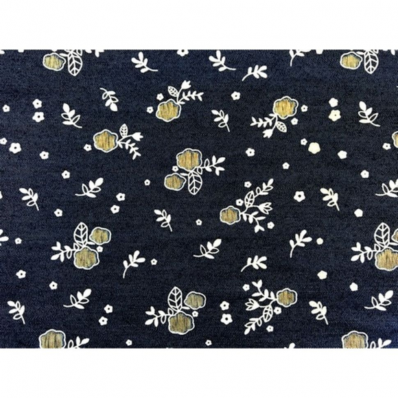 Ткань джинс FD Букет-2 КЛ.25997 (40%п/э, 60%х/б) 48х50см цв.т.синий