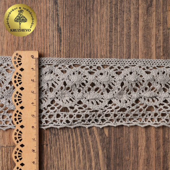 Тесьма вязаная KRUZHEVO 50мм TBY-6368 цв.25 св.серый уп.10м