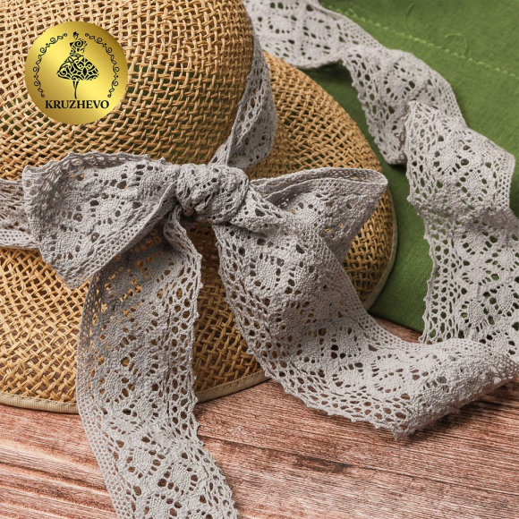 Тесьма вязаная KRUZHEVO 50мм TBY-6368 цв.25 св.серый уп.10м