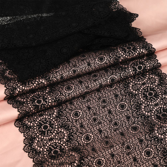 Кружево-стрейч KRUZHEVO арт.TBY.2338 шир.235мм цв.02 черный уп.18м Кружево-стрейч KRUZHEVO арт.TBY.2338 шир.235мм цв.02 черный уп.18м