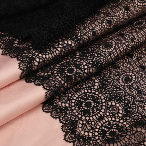 Кружево-стрейч KRUZHEVO арт.TBY.2338 шир.235мм цв.02 черный уп.18м Кружево-стрейч KRUZHEVO арт.TBY.2338 шир.235мм цв.02 черный уп.18м