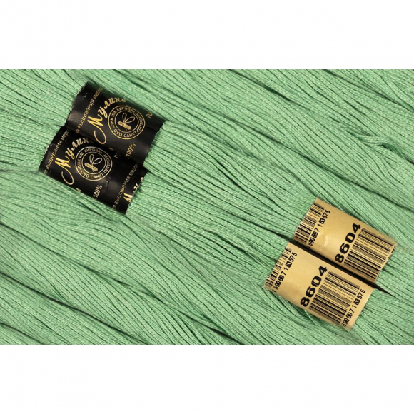 Нитки мулине цв.8604 св.зеленый 12х10м С-Пб